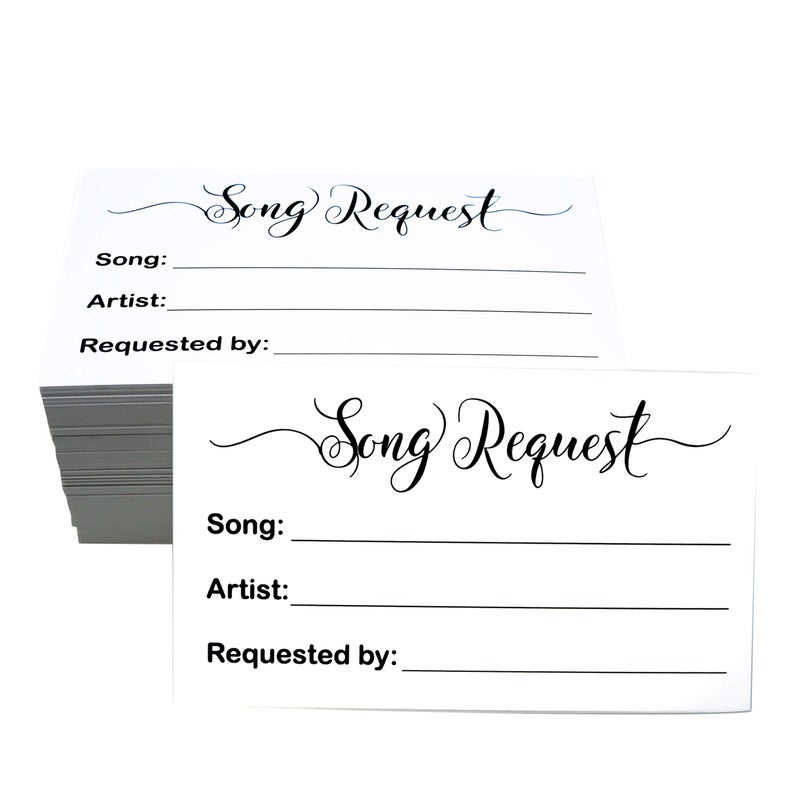 RXBC2011 100 Song Request Cards Play Song at Wedding Reception Prom Dance Party Band DJ Karaoke Music Suggestion Note - Image 1